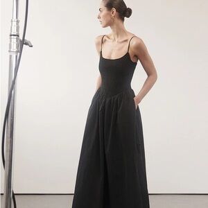 DISSH Milano Cotton Midi dress with gathered too and basque waist
